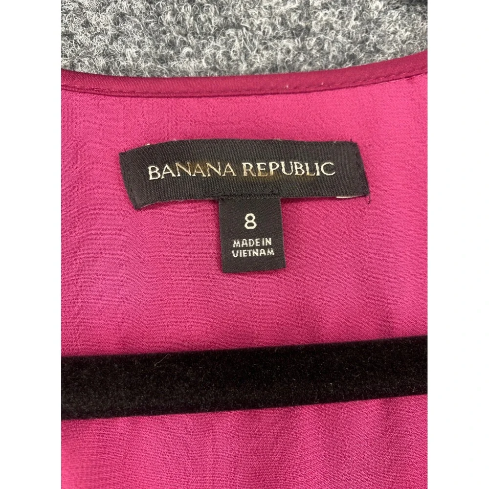 Banana Republic Smocked Waist Ruffle Midi Dress Women 8 Magenta Pink Long Sleeve